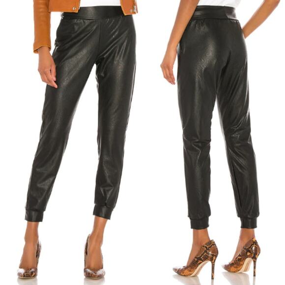 Commando Faux Leather Jogger Women's Size M Black High Rise Pull On Relaxed Fit - Picture 1 of 9
